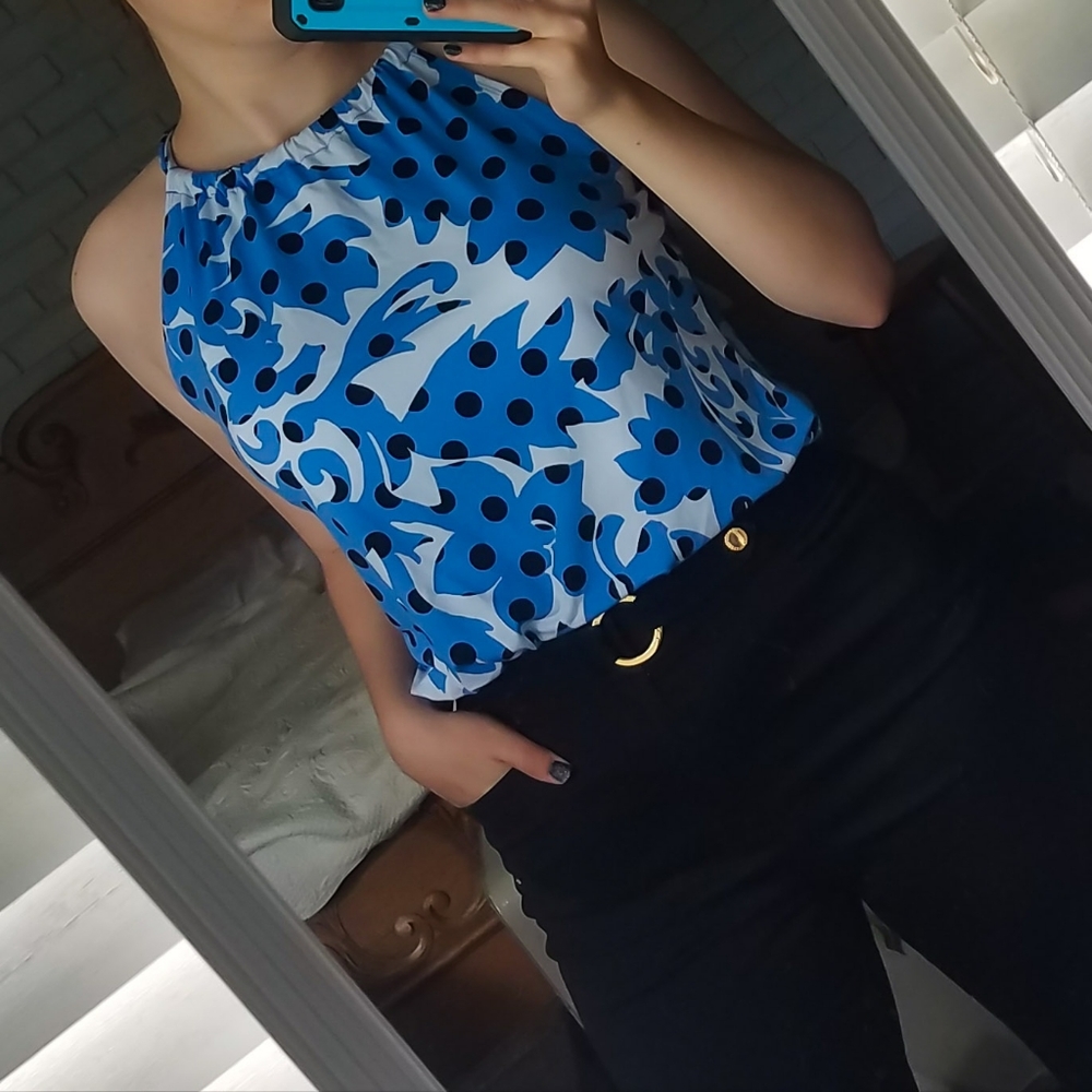 Halter neck tie top. Cynthia Rowley Patterned Tank